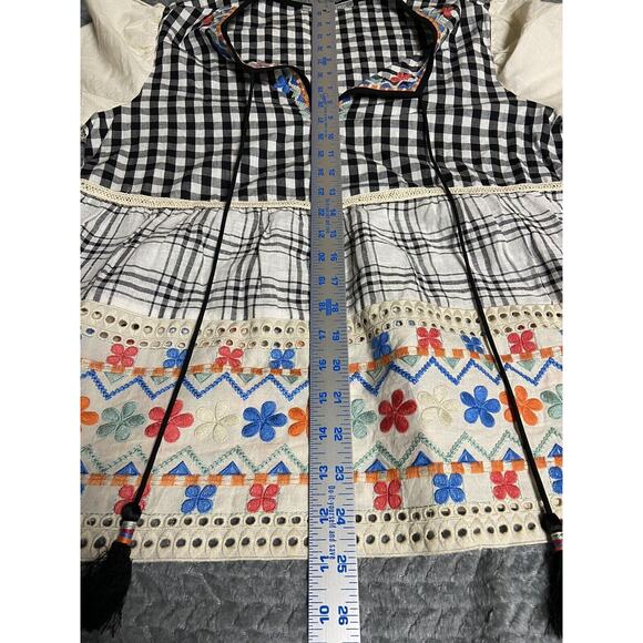 Anthropologie Daniel Rainn Penelope M Embroidered Top Floral Boho Dainty Vented - Picture 8 of 11